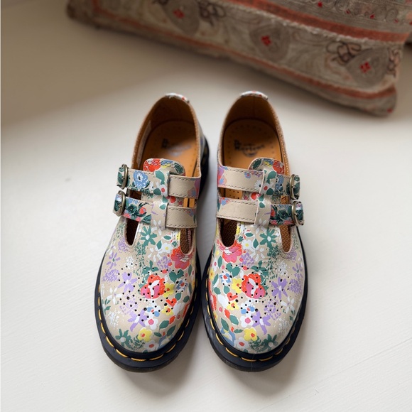 Dr. Marten’s 8065 Two Strap Mary Jane - Parchment Beige Floral Mash Up Leather - Picture 11 of 11